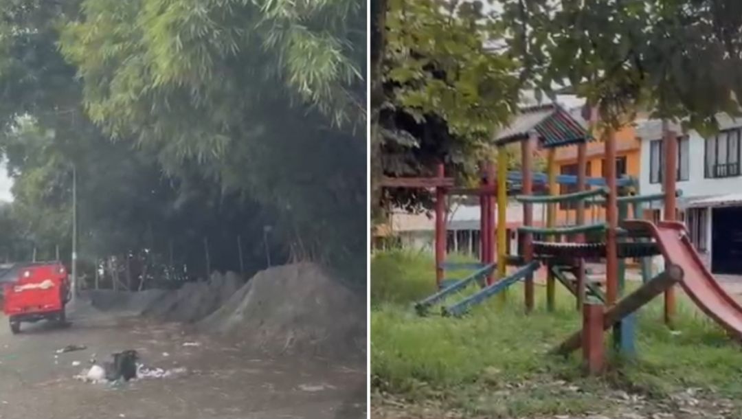 Imagen de ¿Hasta cuándo siguen abandonados estos juegos infantiles y una bodega y tienda de materiales en pleno guadual?